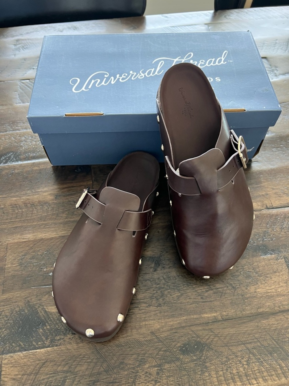 Universal Thread Dark Brown Studded Slip-On Clogs